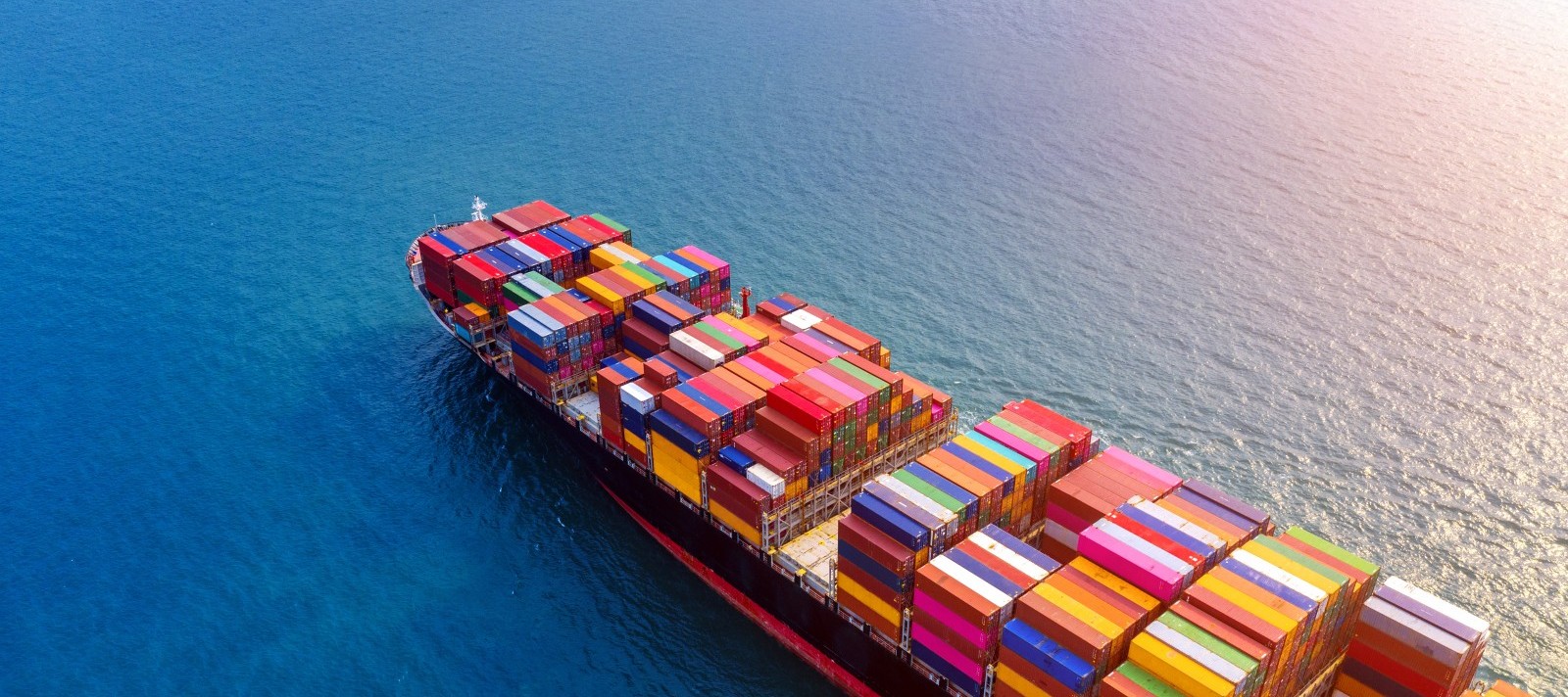 Container cargo ship at sea